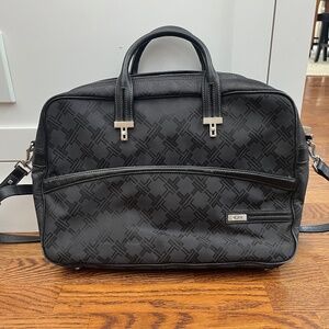 Vintage Tumi T Monogram Jacquard Briefcase - nylon canvas w/leather trim - black